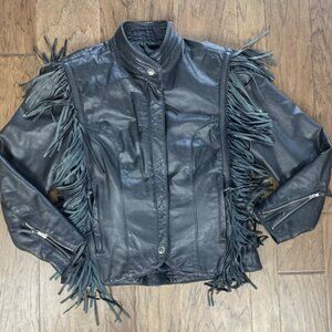 HARLEY DAVIDSON Fringe Leather WOMEN'S Riding Jacket EUC SIZE M USA Insulated